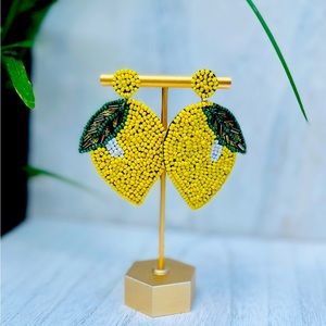 Beaded Lemon Statement Earrings